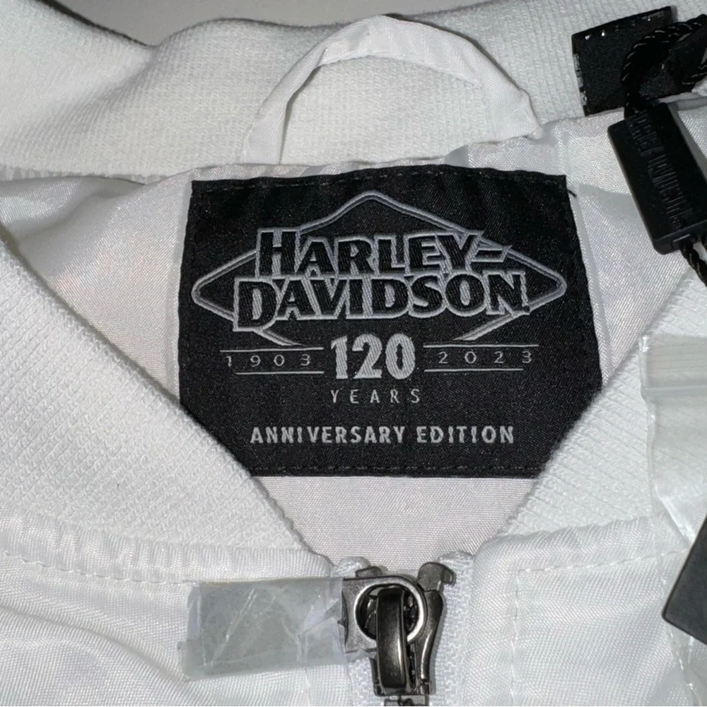 NEW Harley Davidson Women's Bomber Jacket 120th Anniversary 2XL 2X-Large White - Picture 8 of 9